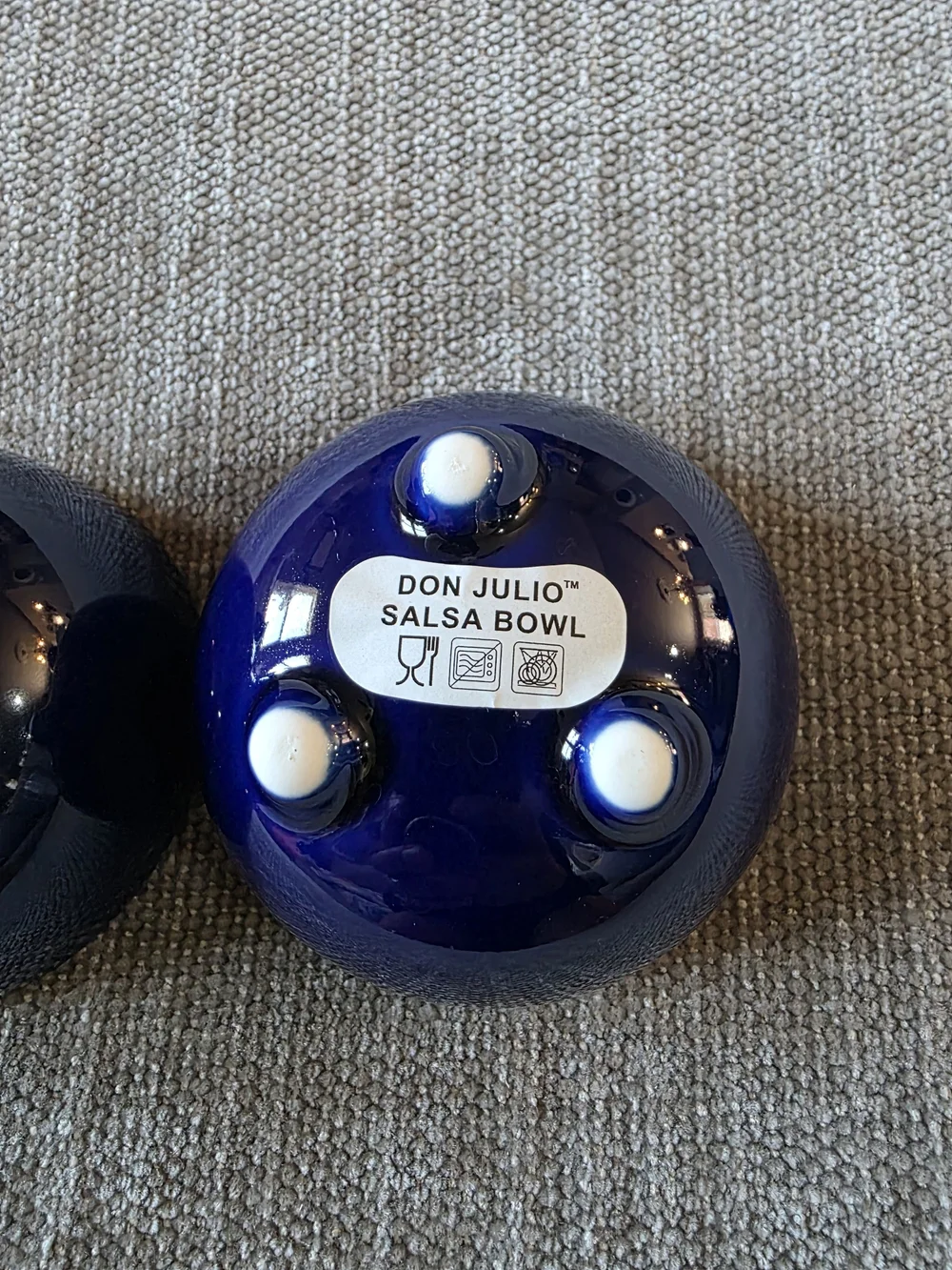 Don Julio Tequila Ceramic Salsa Bowls Set of 2 Blue White Footed